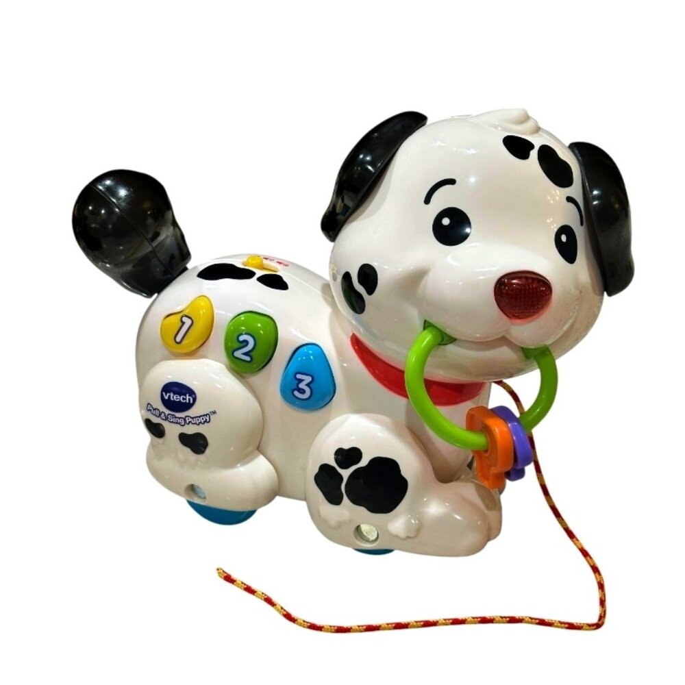 VTech Pull and Sing Puppy Dog Dalmatian Infant Toy 6-36M Clean! WORKS! SEE VIDEO